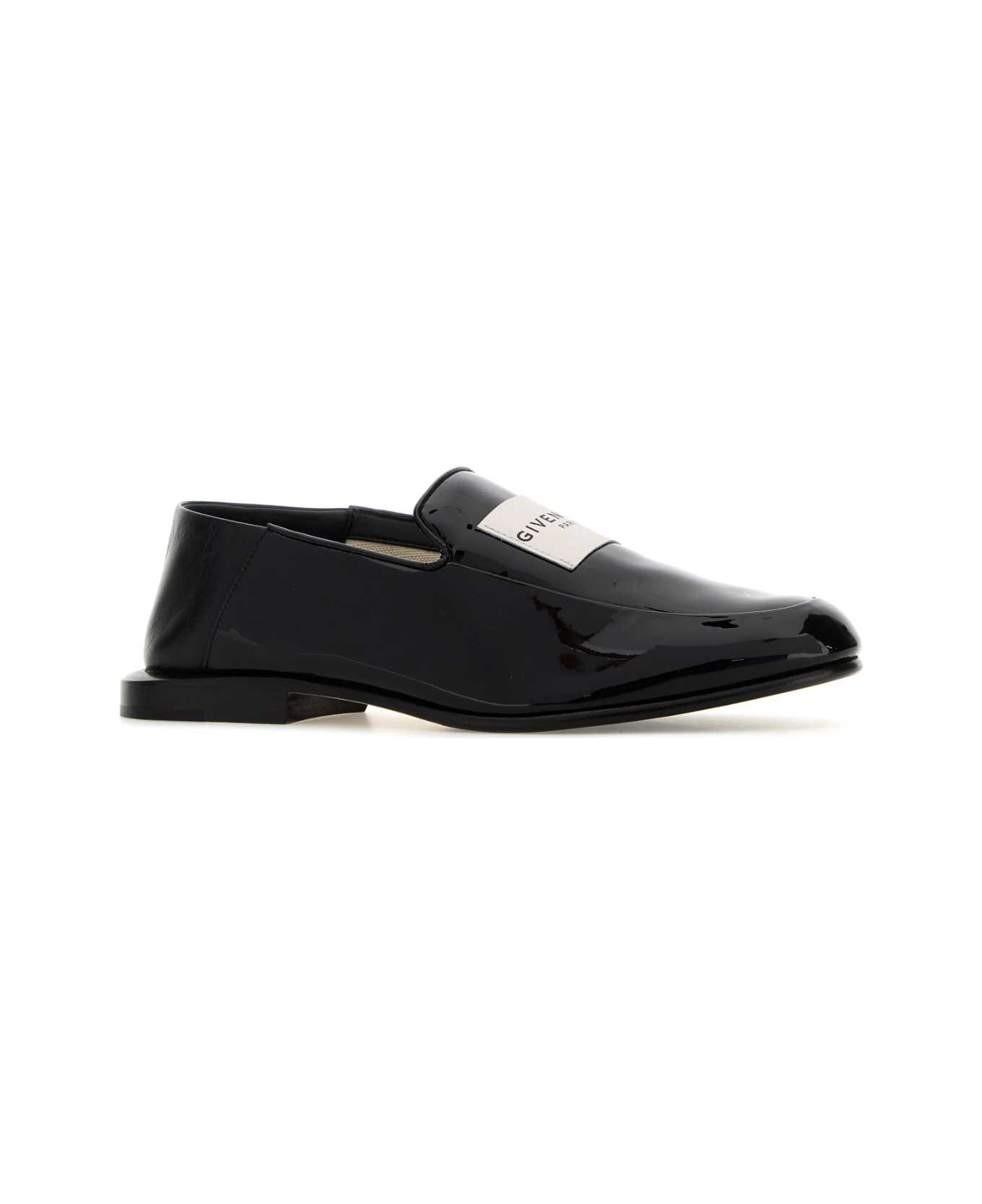 Black Leather Label Loafers - 2