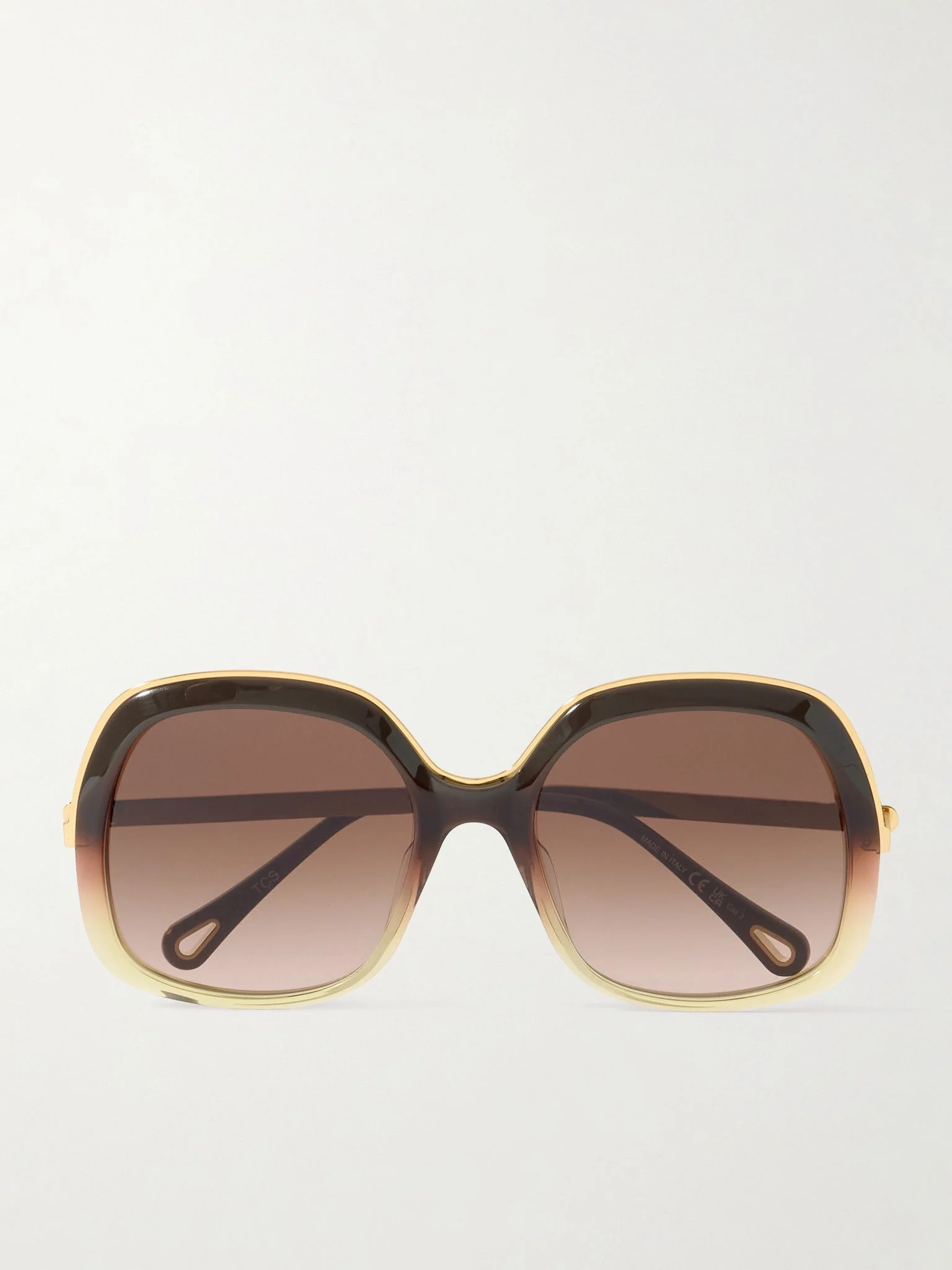 Aly square-frame acetate and gold-tone sunglasses Brown - 1