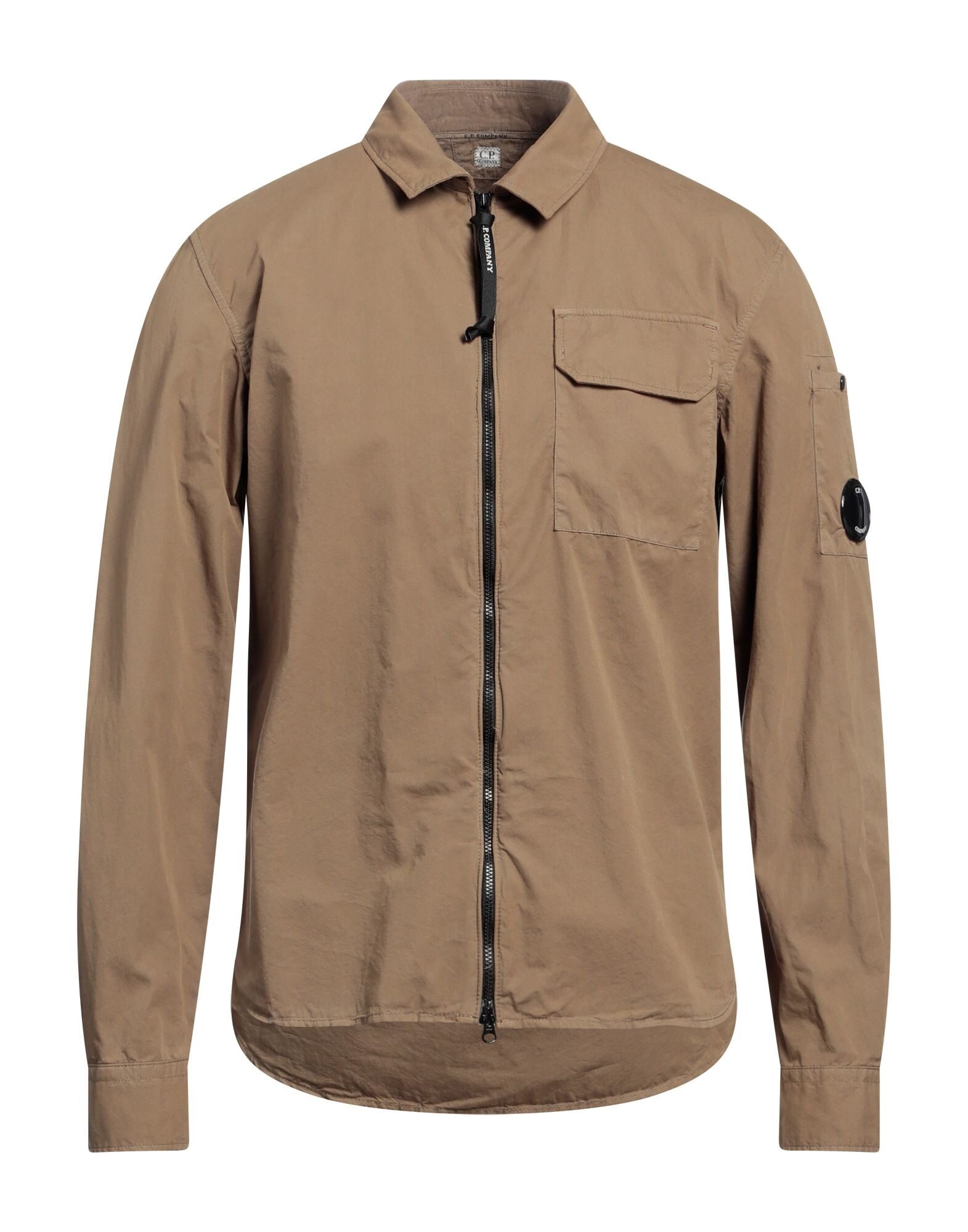 Khaki Men's Solid Color Shirt - 1