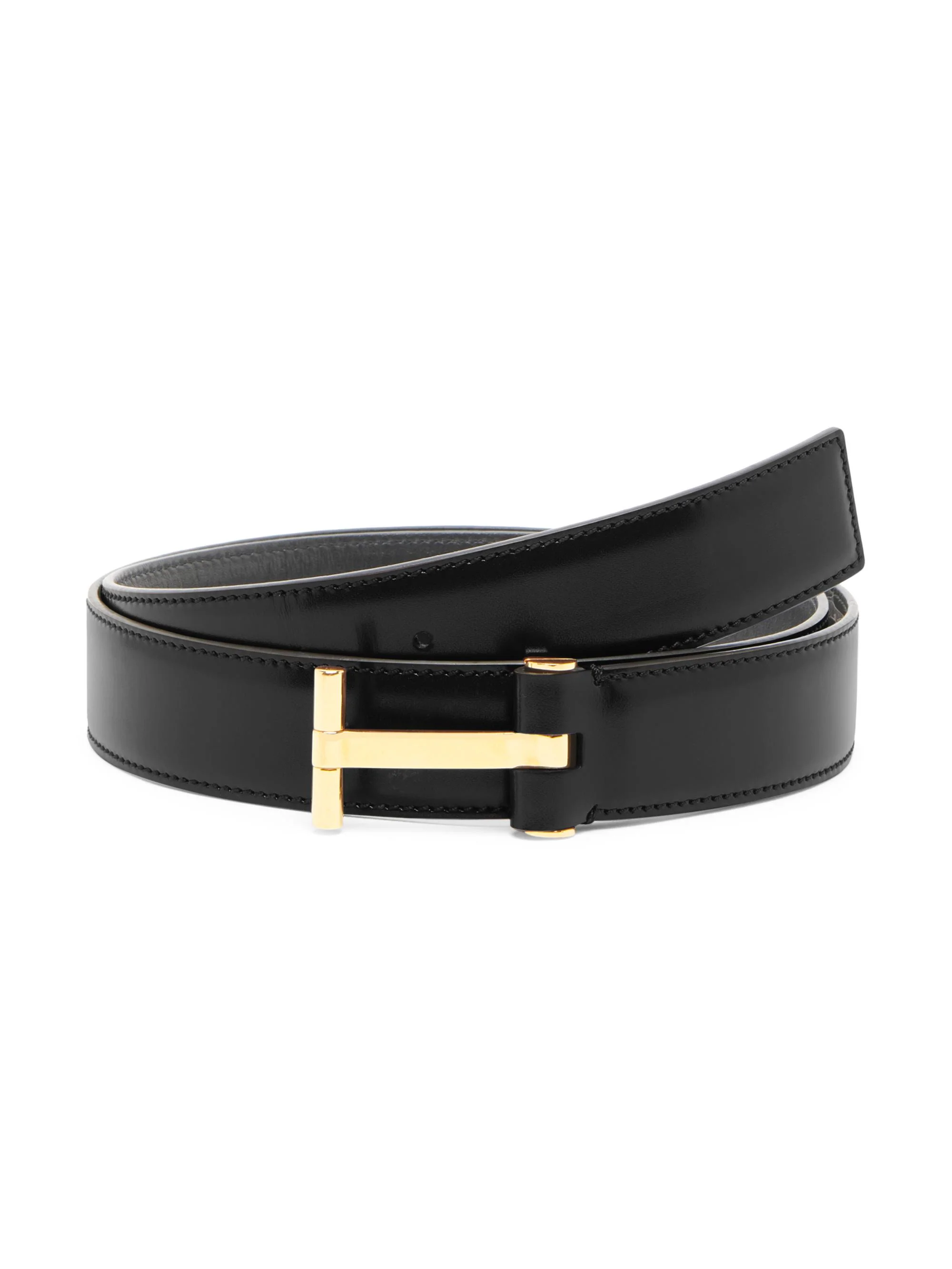 Men's Classic Leather T Belt - Black - 1
