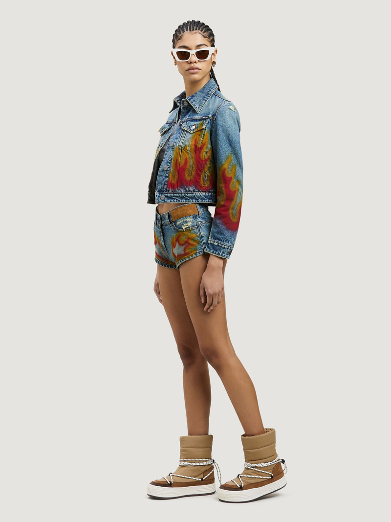 Palm Angels BURNING DENIM HOT PANTS outlook