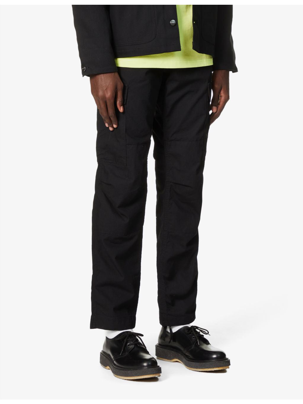 Logo-patch straight-leg cotton trousers - 3