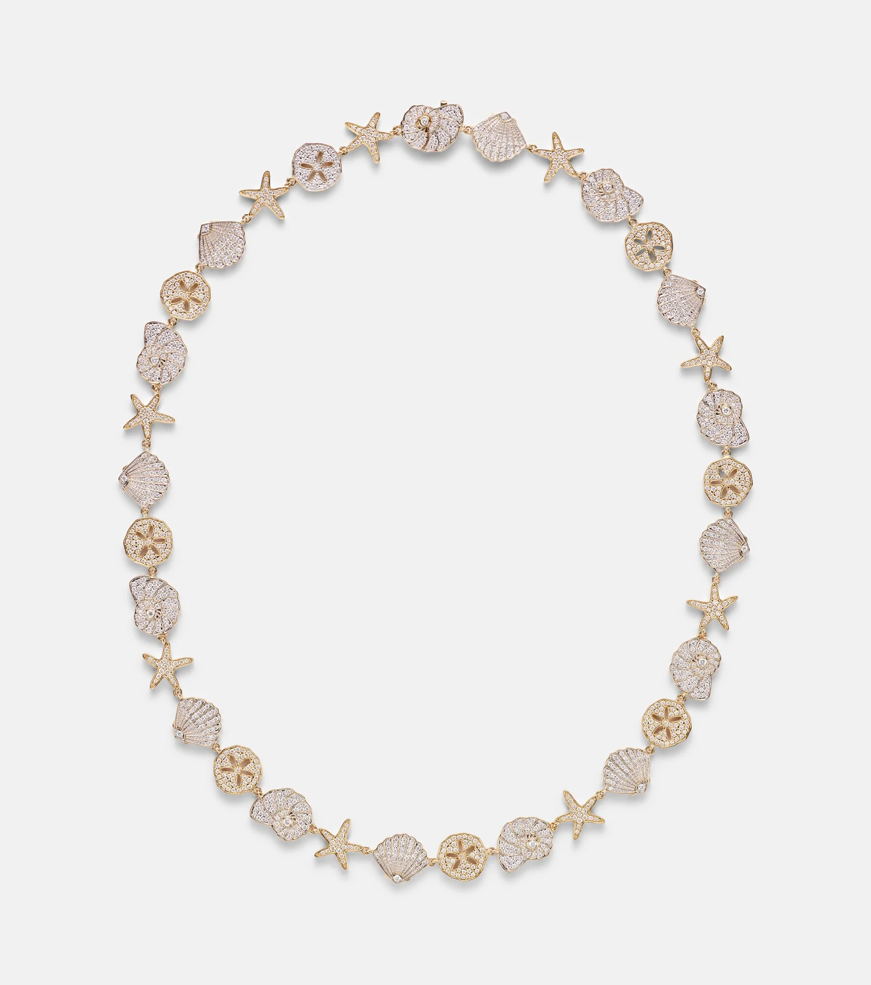 Sea Life 14kt gold (585/1000) necklace with diamonds - 1