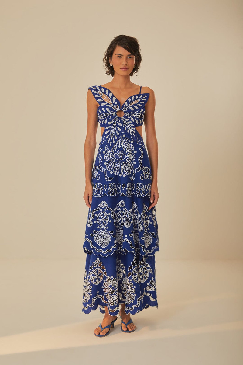Blue Flower Richelieu Euroflax™ Premium Linen Midi Dress 1