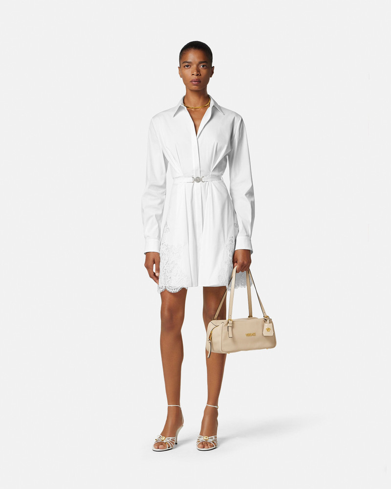 VERSACE Lace-Trim Cotton-Poplin Mini Shirt Dress outlook
