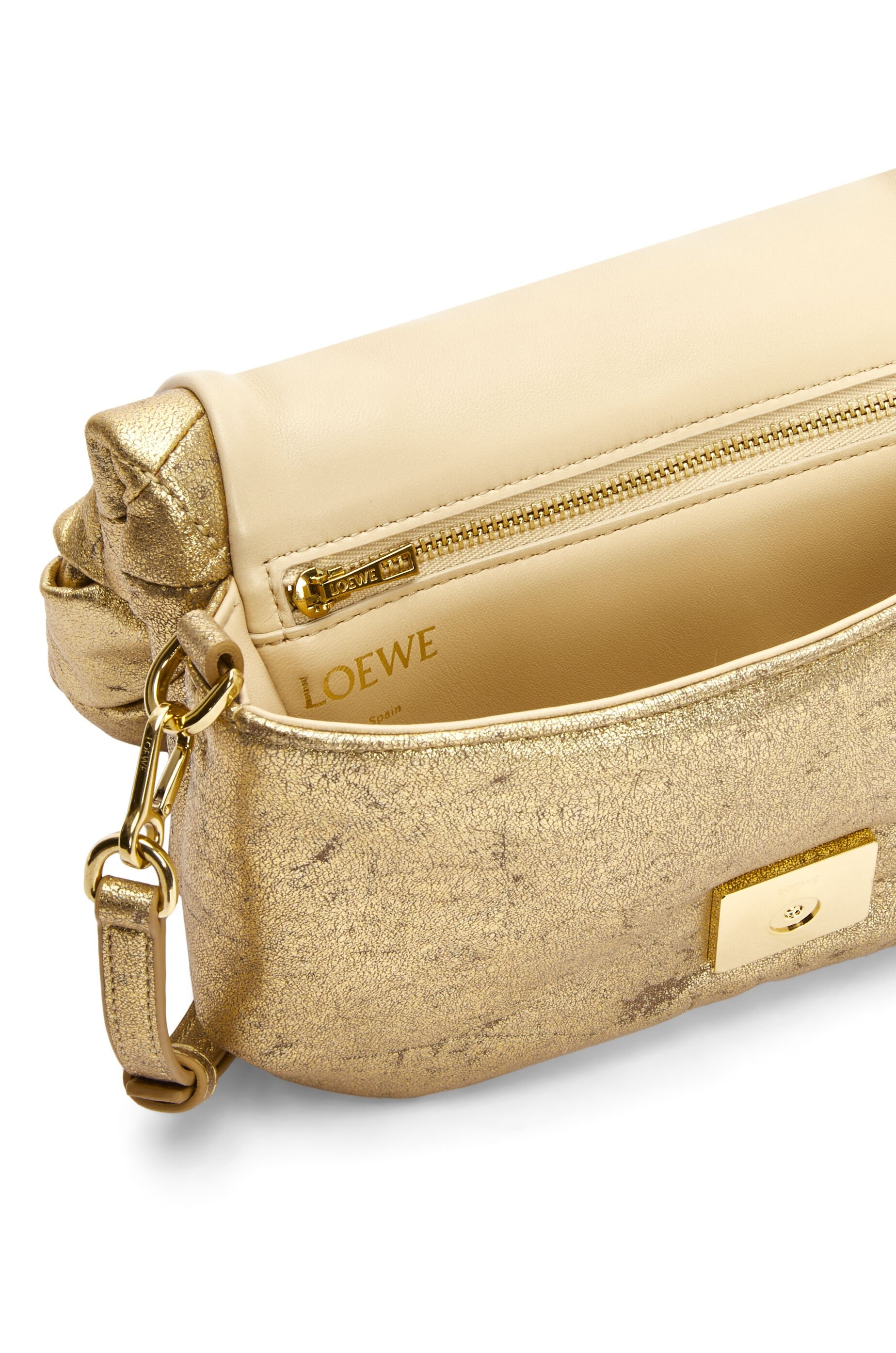 Mini Puffer Goya bag in pleated metallic leather - 6