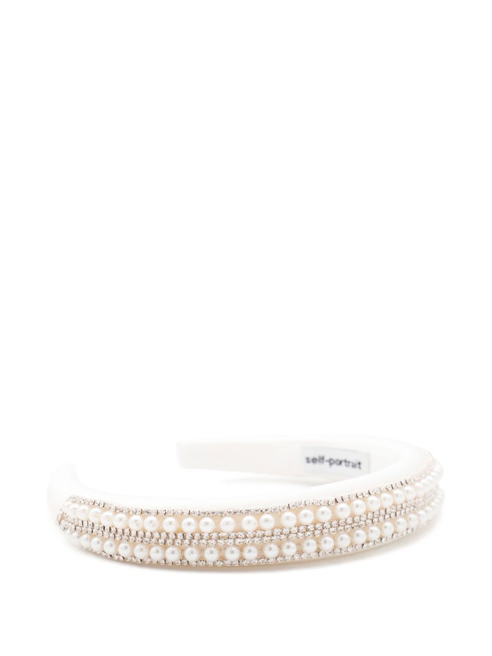 faux pearl-embellished headband - 2