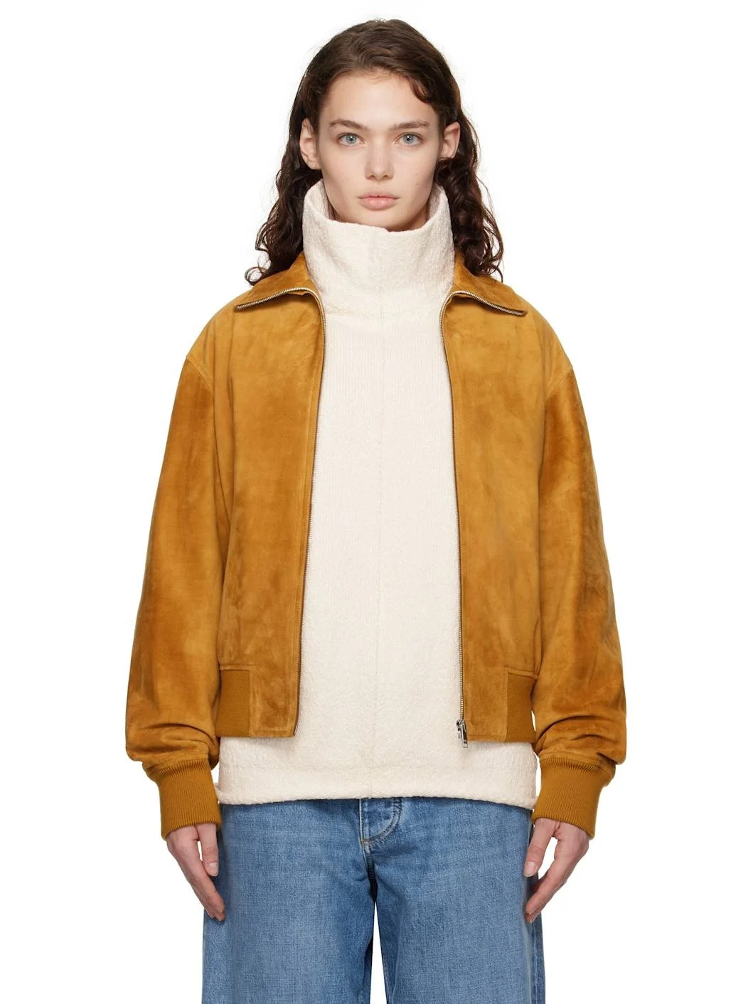 Tan Calfskin Suede Jacket - 1