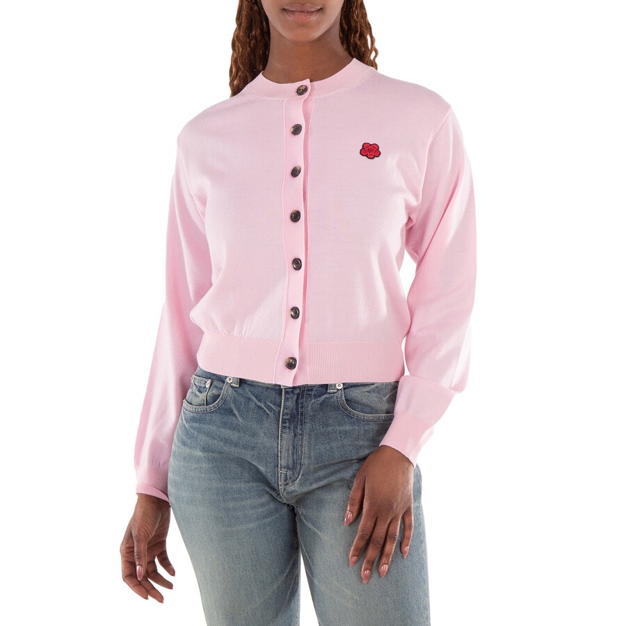Kenzo Knitted Flower Patch Wool Cardigan - 1