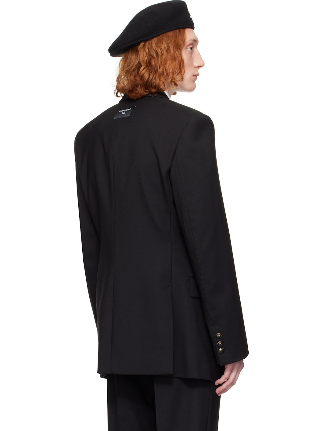 Black Virgin Wool Twill Fitted Blazer - 3