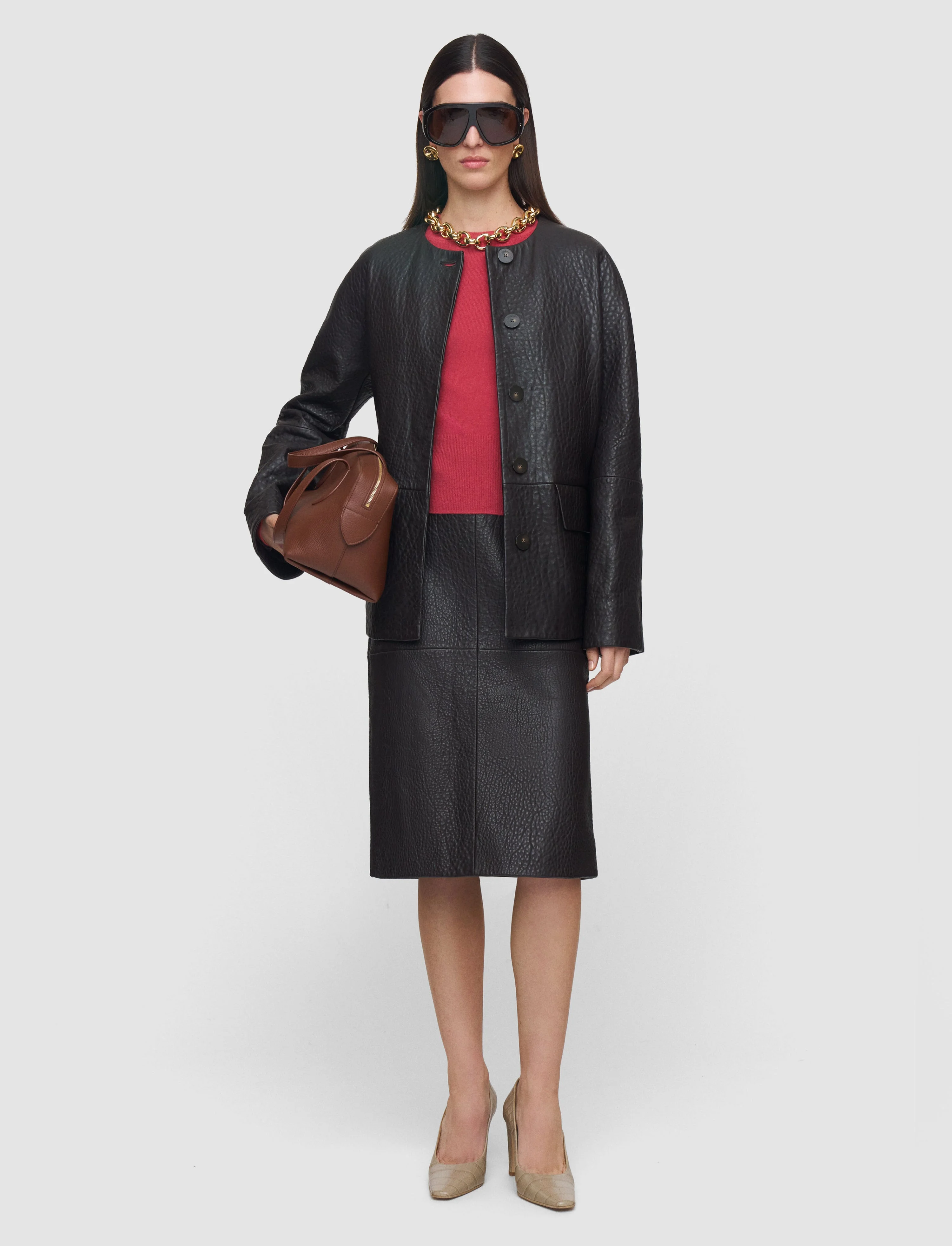 Shroff Pebble Leather Skirt - 1