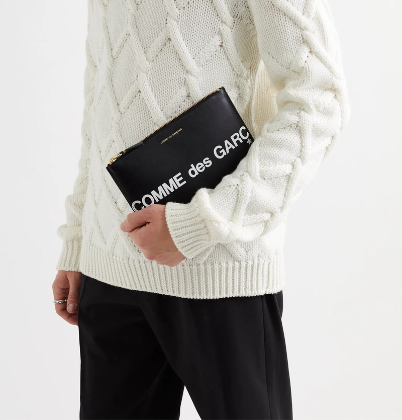 Comme Des Garçons Logo-Print Leather Pouch outlook