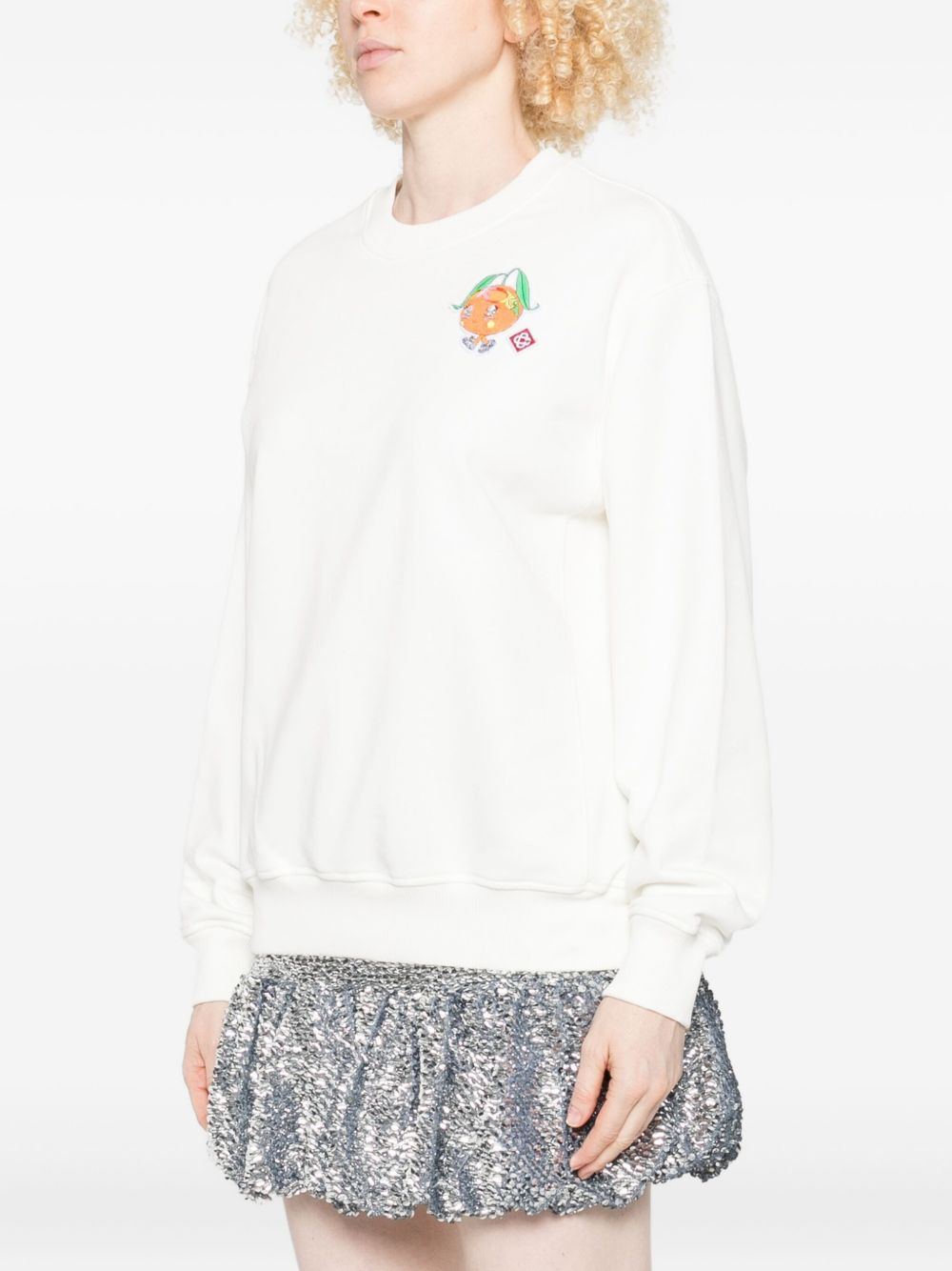 embroidered-orange sweatshirt - 3