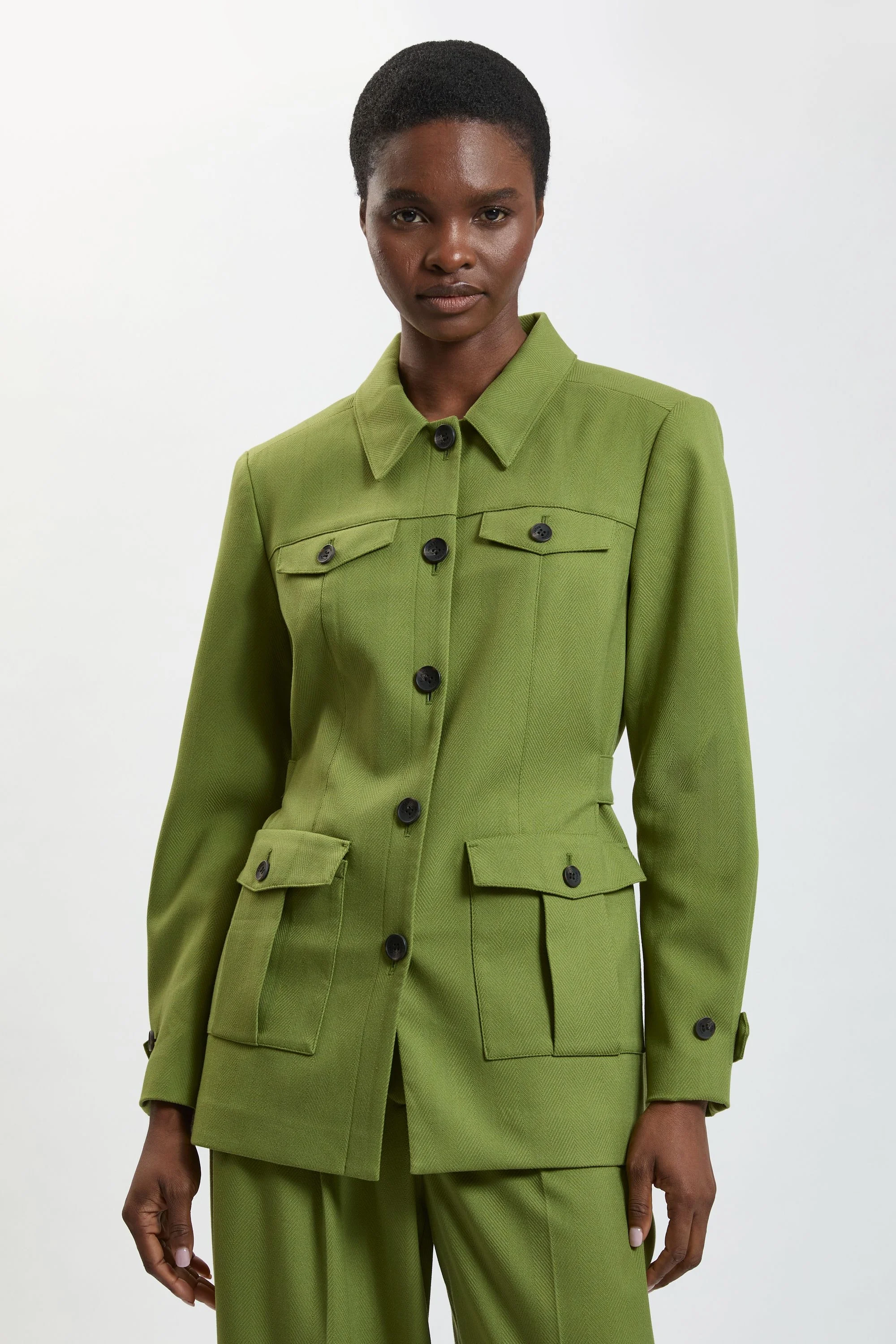 Herringbone Texture Utility Jacket - 1