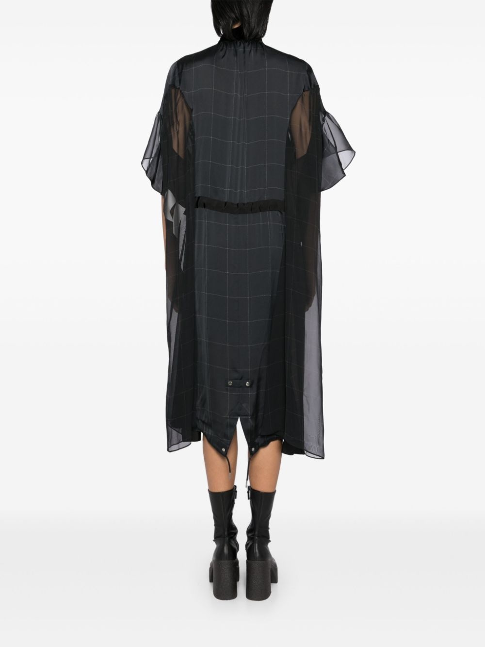 windowpane print dress - 4