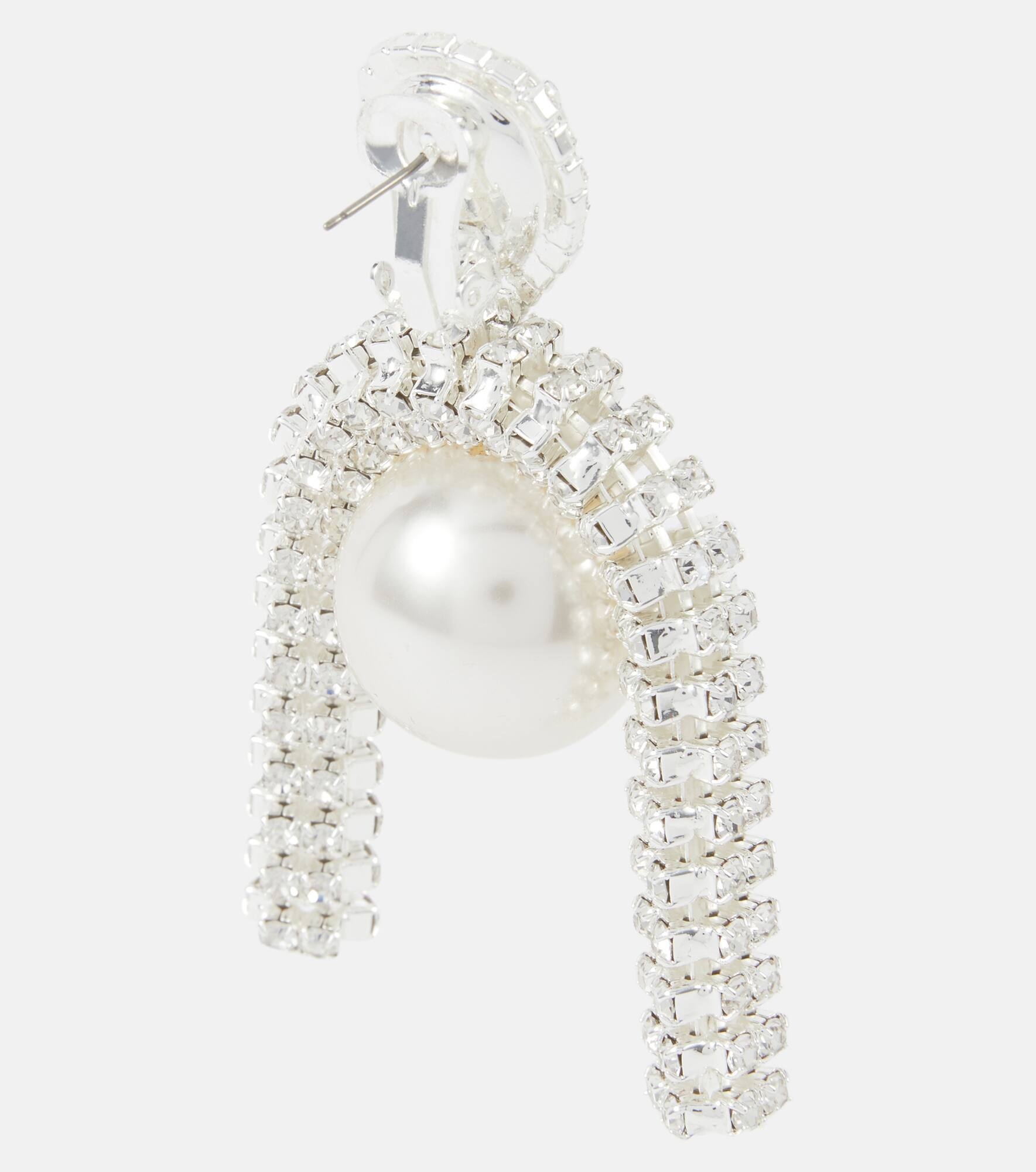 Pearl and crystal-embellished earrings - 5