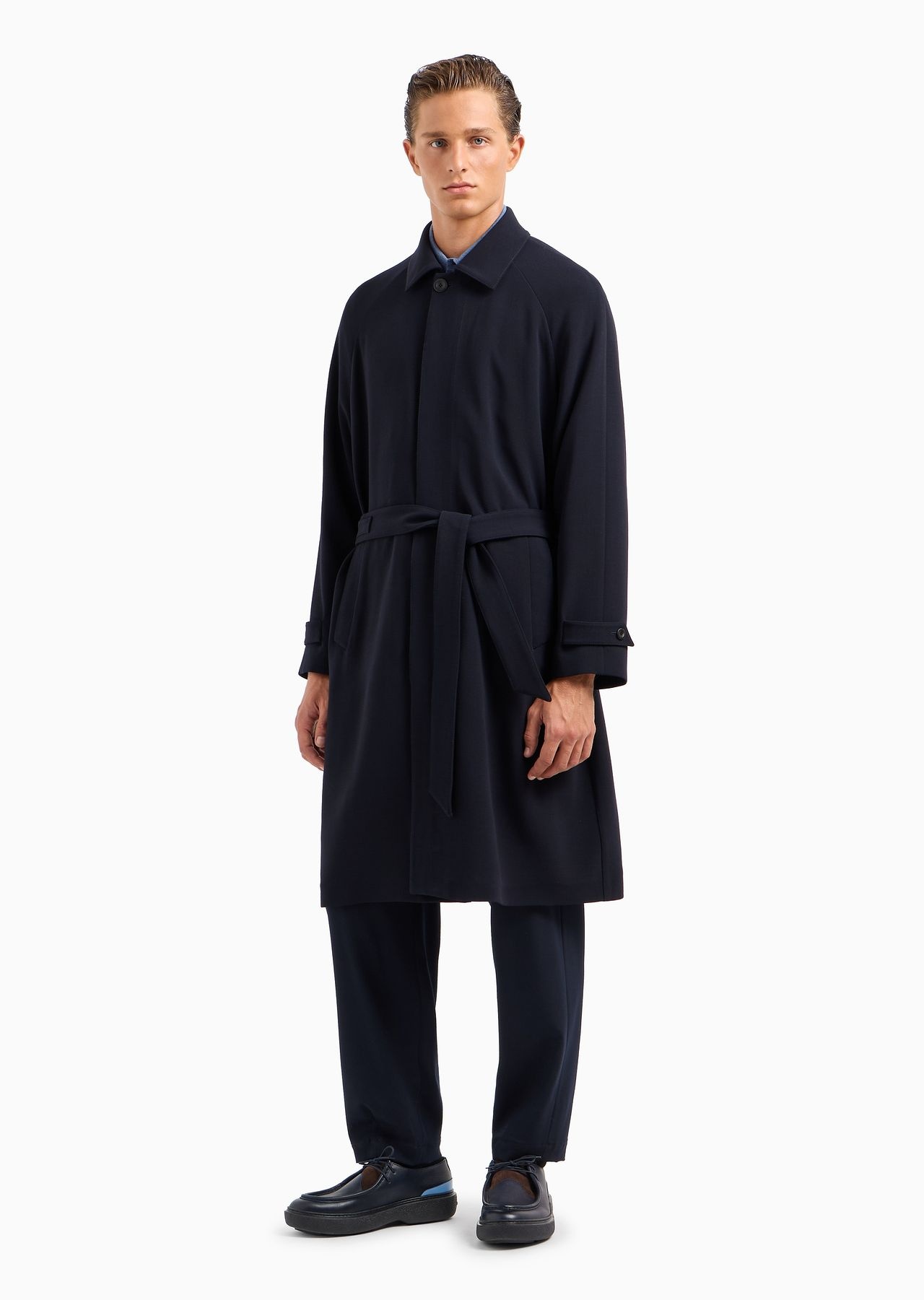 Wool double crêpe trench coat - 2