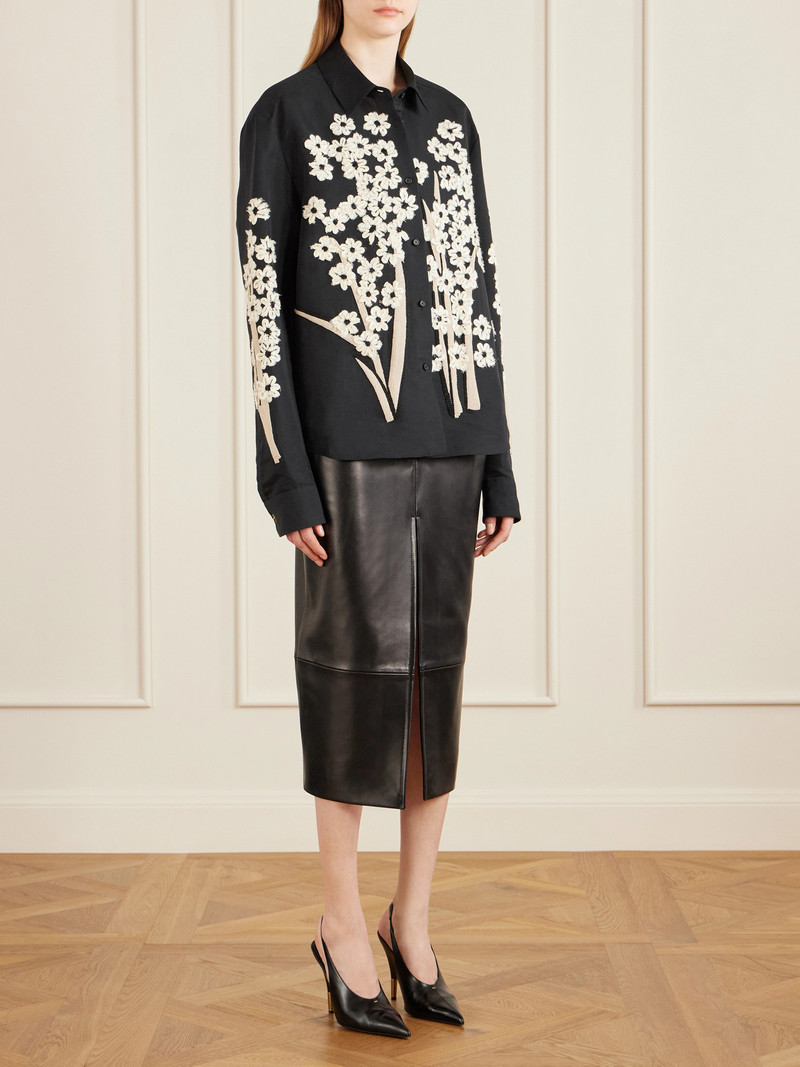 KHAITE Argo Appliquéd Silk And Cotton-blend Blouse outlook