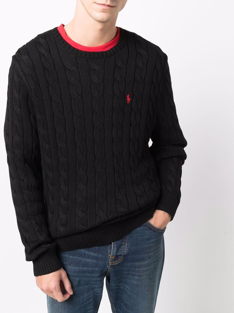 logo-embroidered cable-knit jumper 5