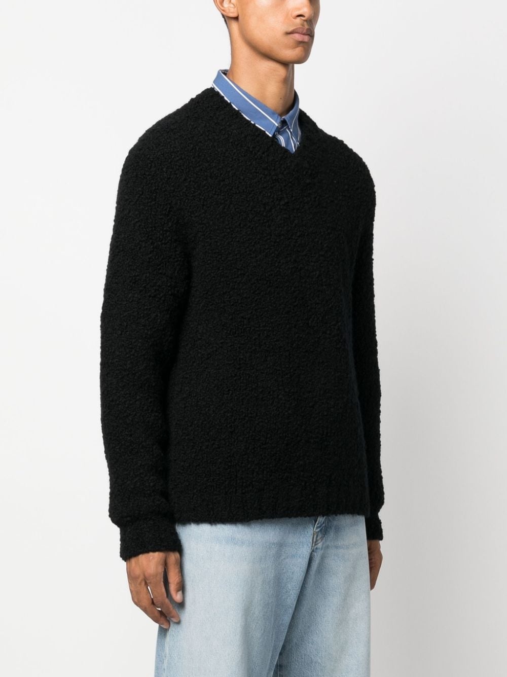 merino wool-blend V-neck jumper - 3