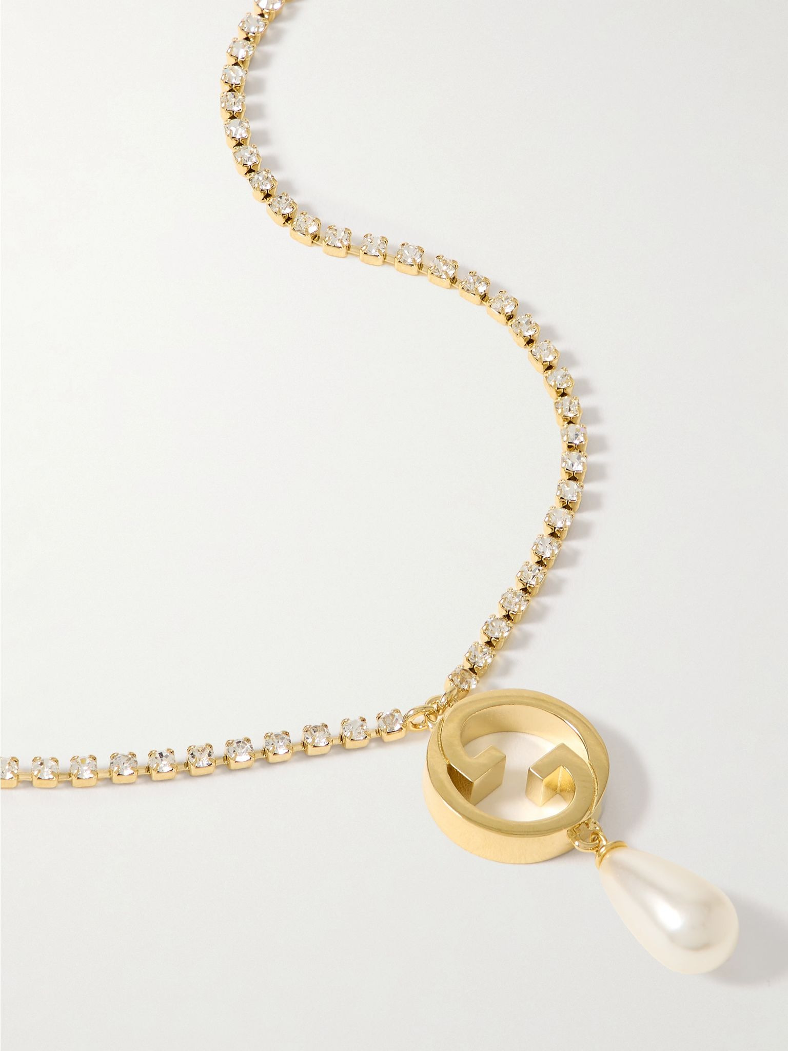 Blondie gold-tone, faux-pearl and crystal necklace Gold - 4