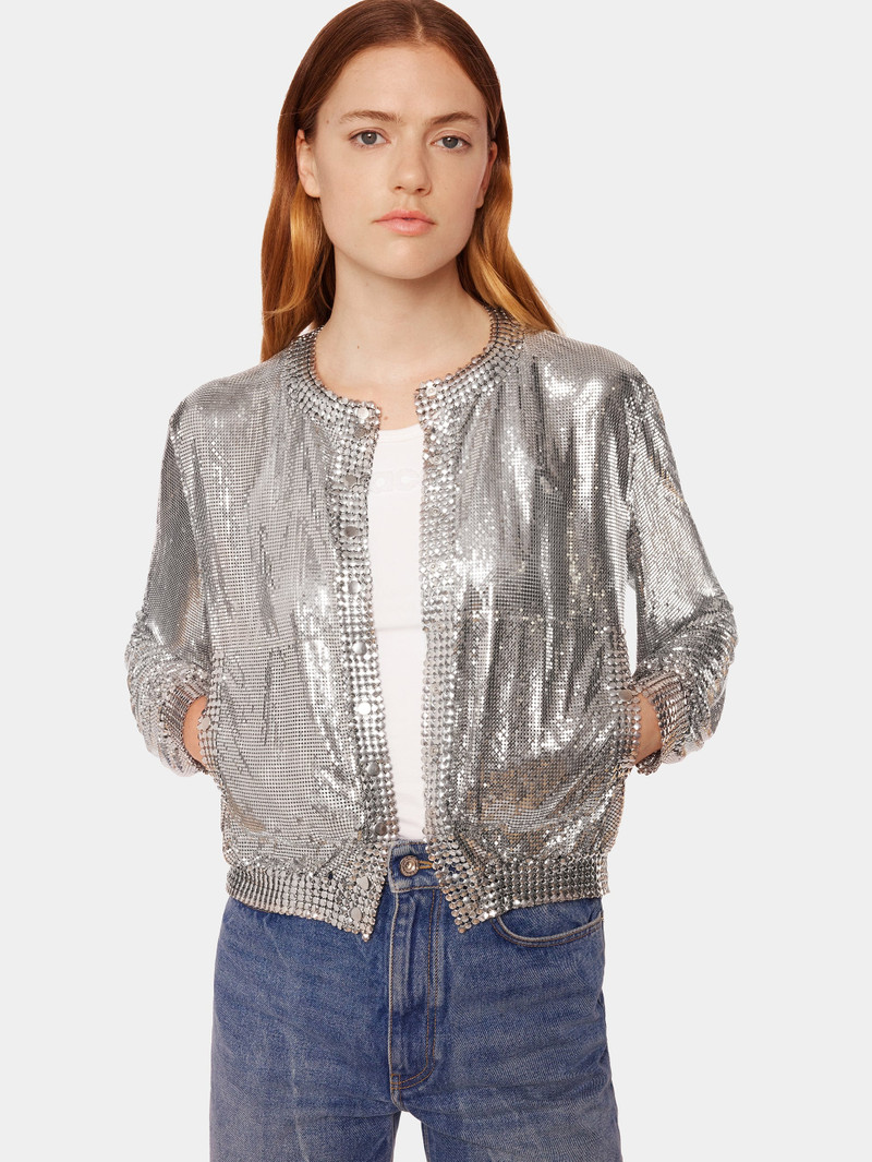 rabanne SILVER KNIT BOMBER JACKET outlook