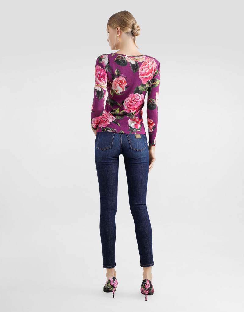 Rose-print silk sweater 3