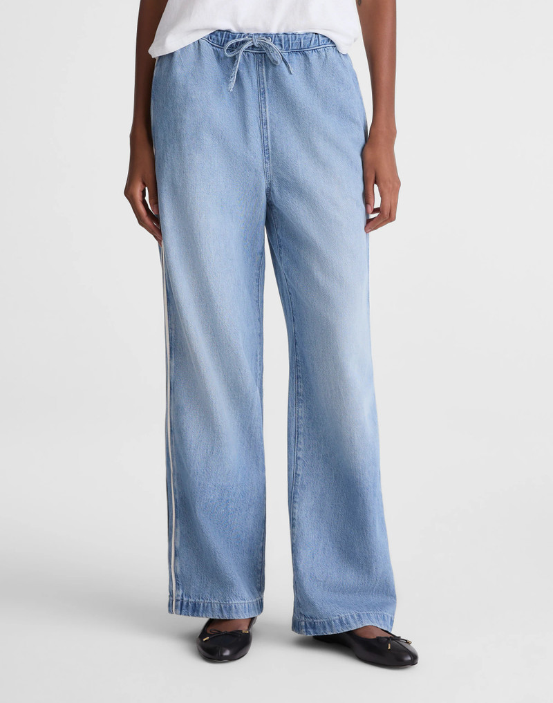 Pull-On Track Pants in Airy Denim 3