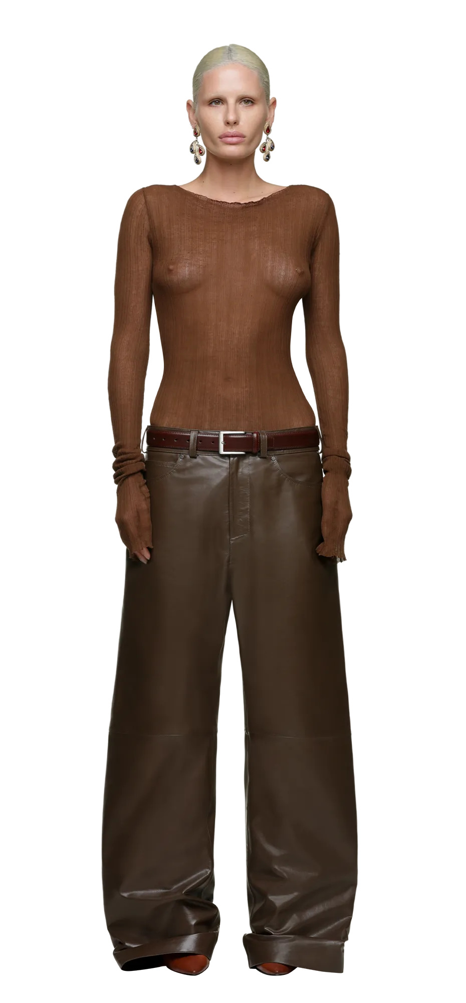 LEATHER STRAIGHT LEG PECAN - 3