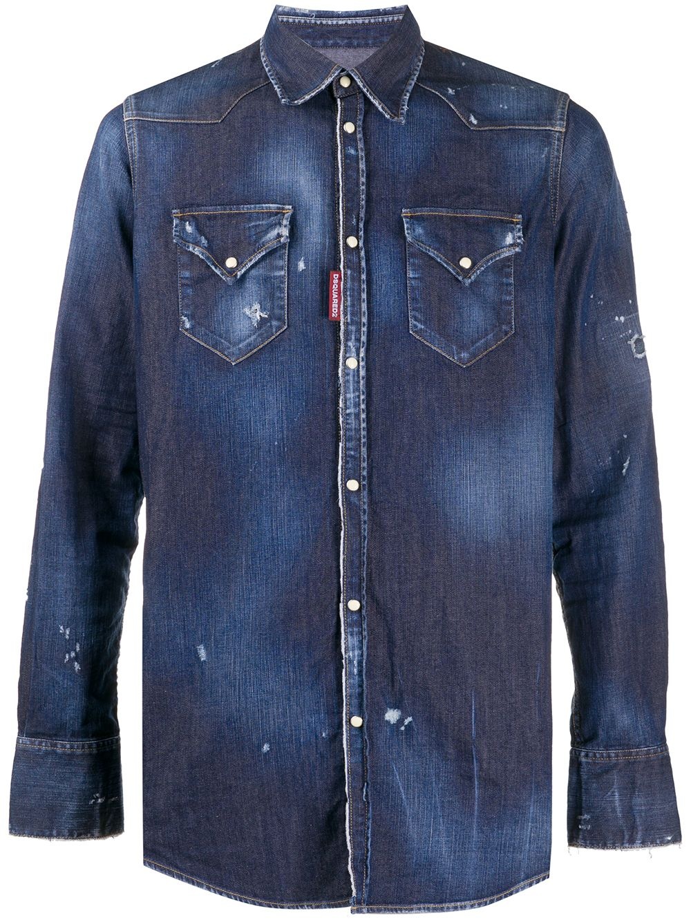 distressed details denim shirt - 1