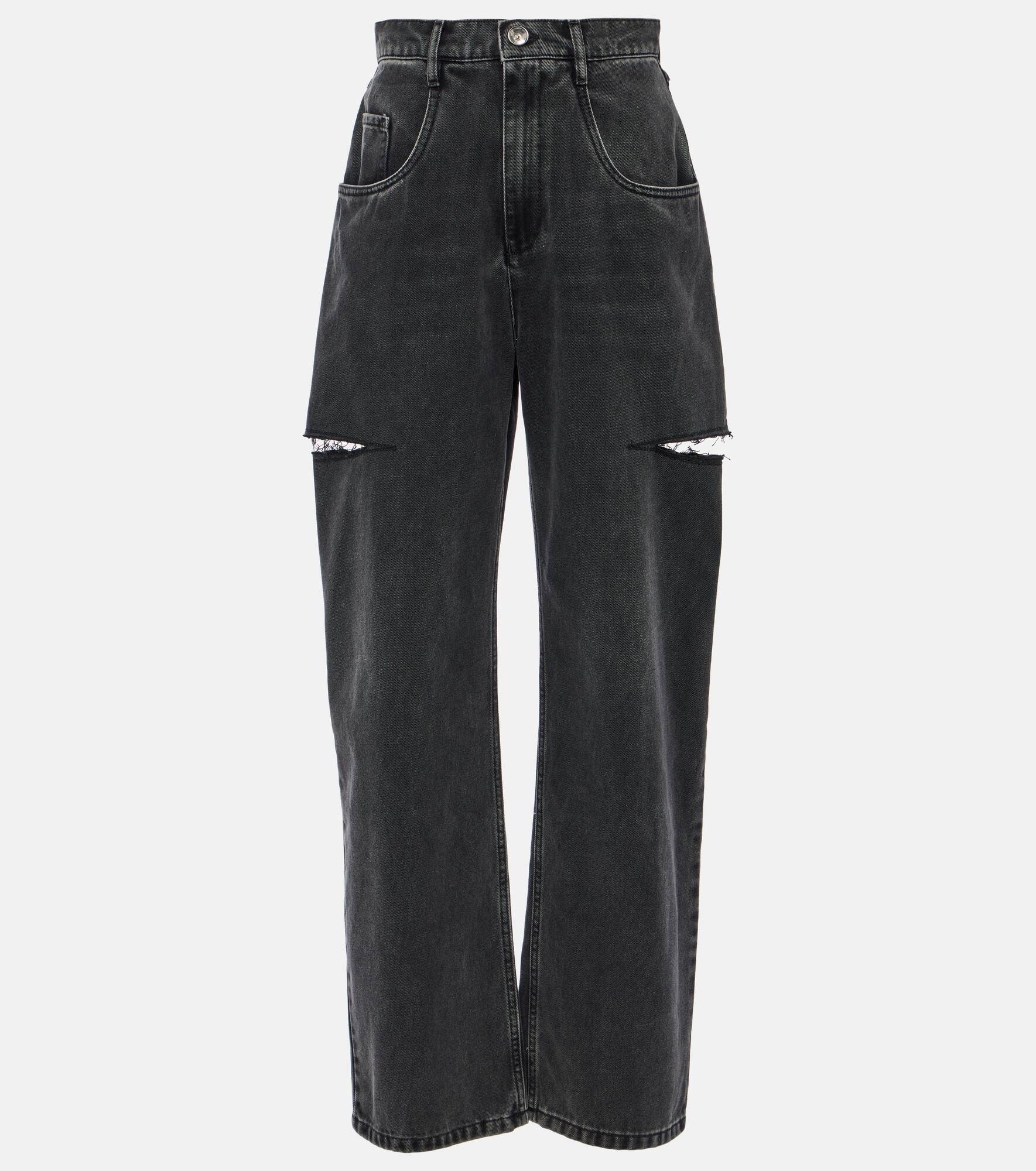 Cutout high-rise tapered jeans - 1