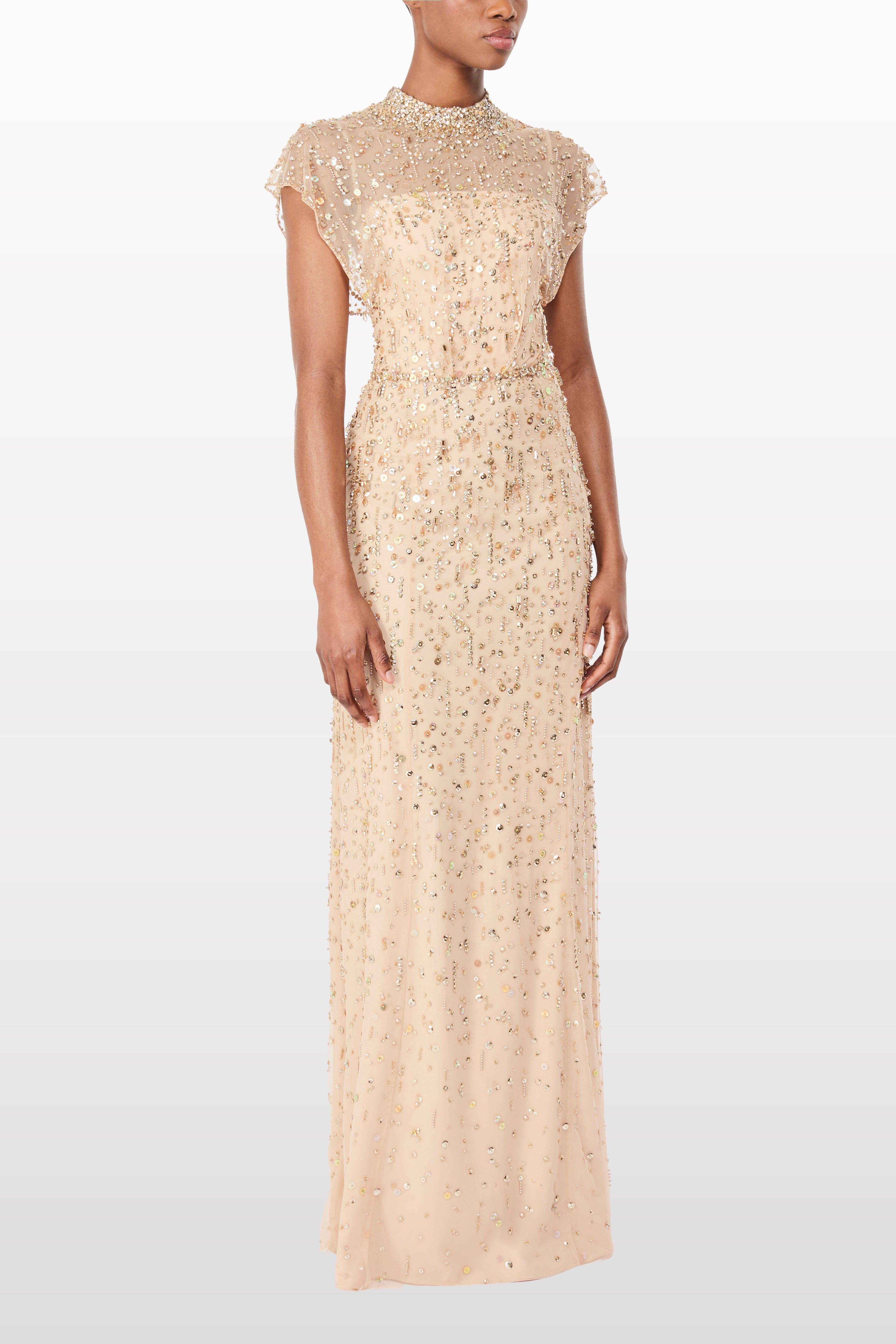 Jenny Packham Crystal Drop embellished high-neck maxi dress in Illusion at Nordstrom - 2