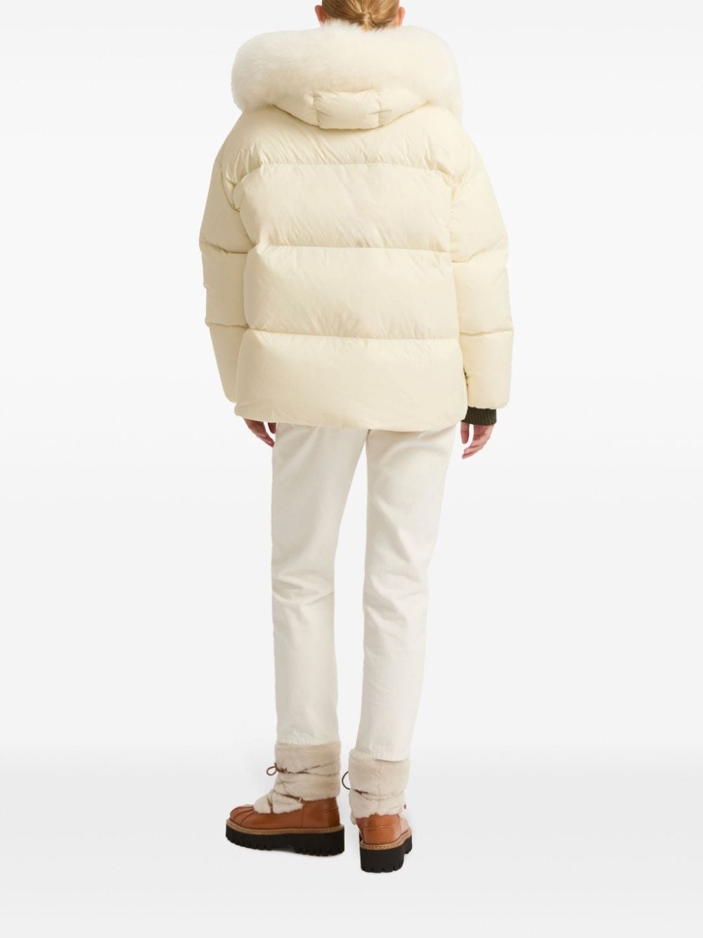 lambswool-trimmed hooded jacket - 4