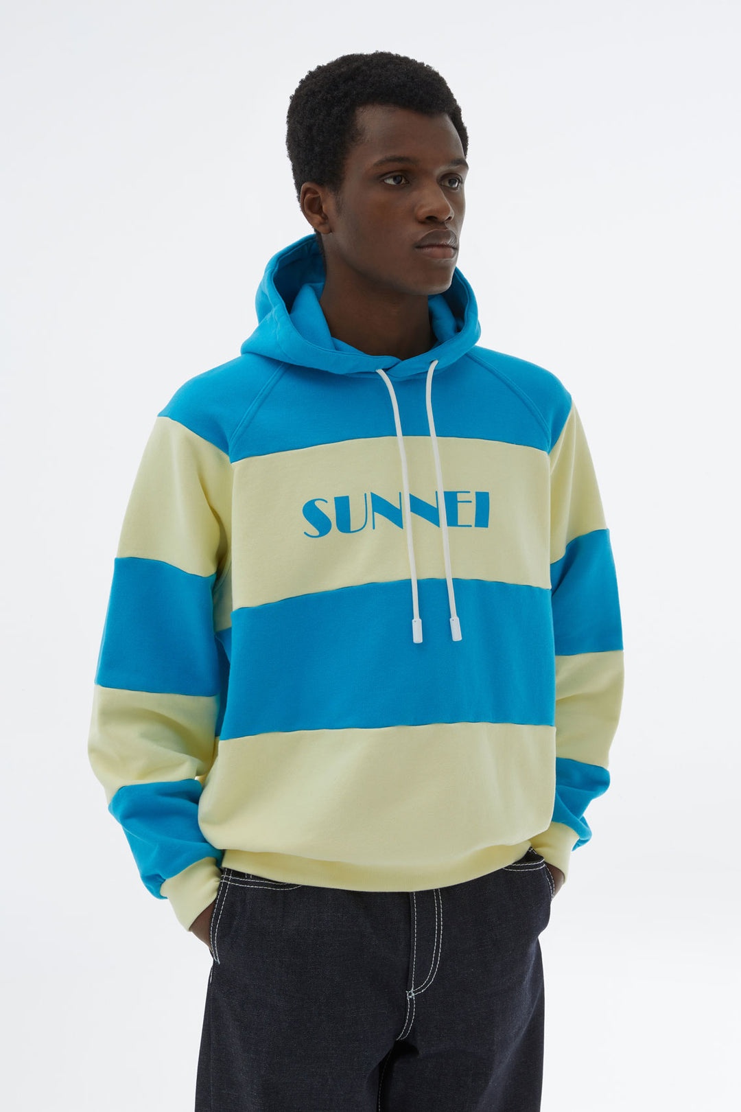 AZURE & LIGHT YELLOW HOODIE WITH LOGO - 2