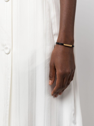 SAINT LAURENT engraved-logo leather-band bracelet outlook