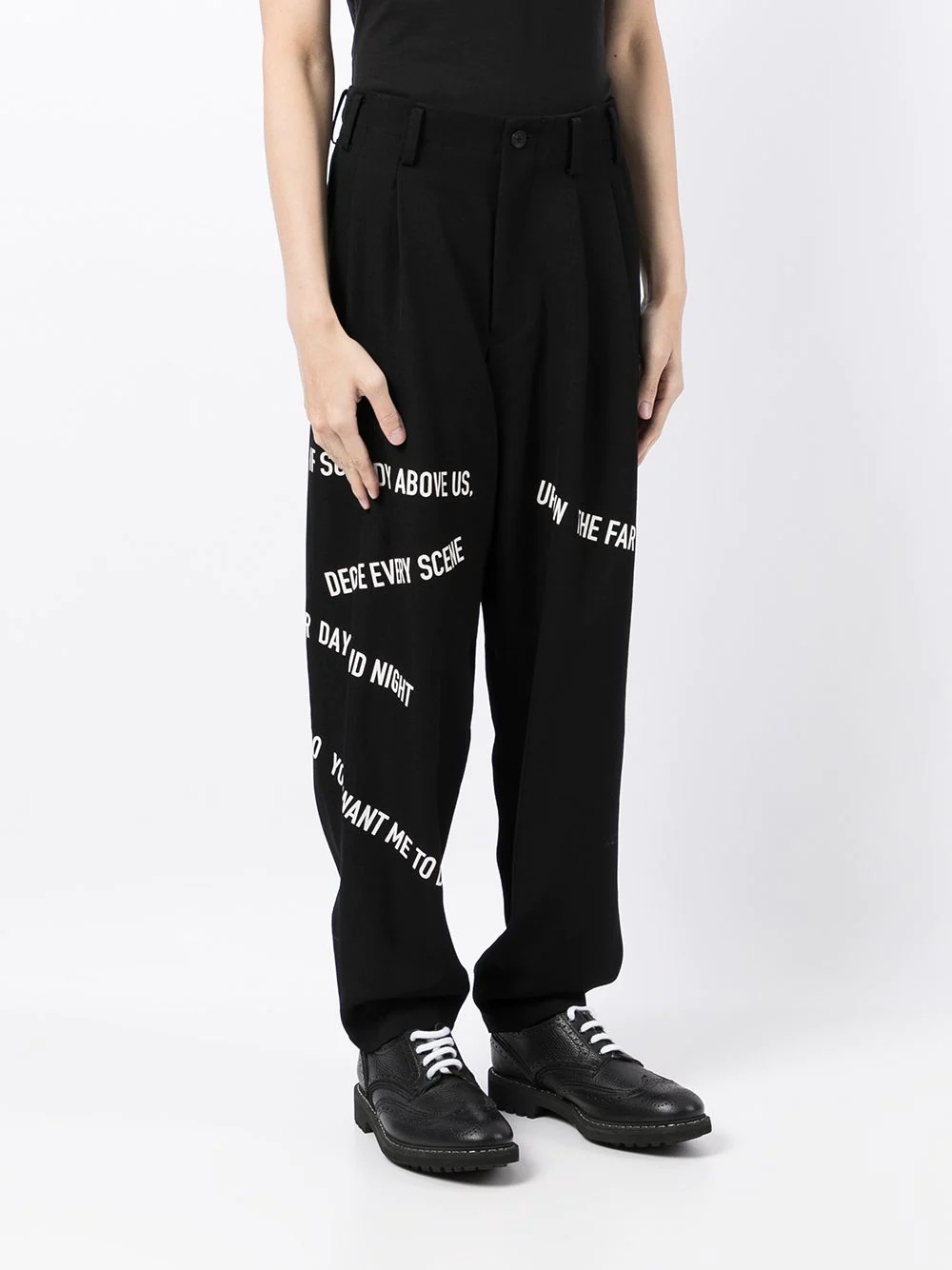 slogan-print dropped-crotch trousers - 3