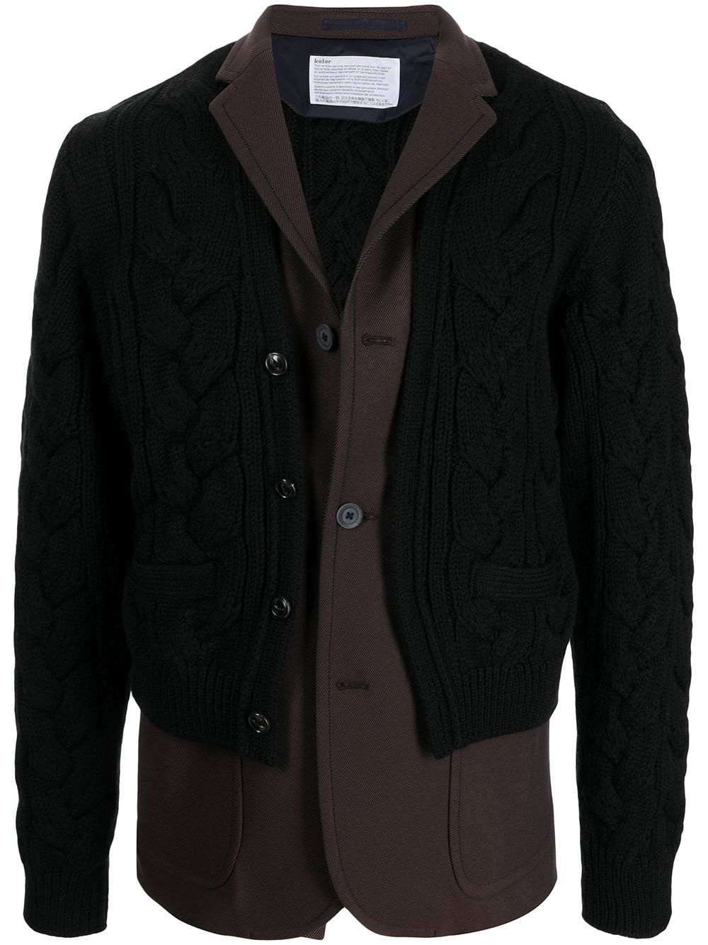 asymmetric knitted-layer blazer - 1