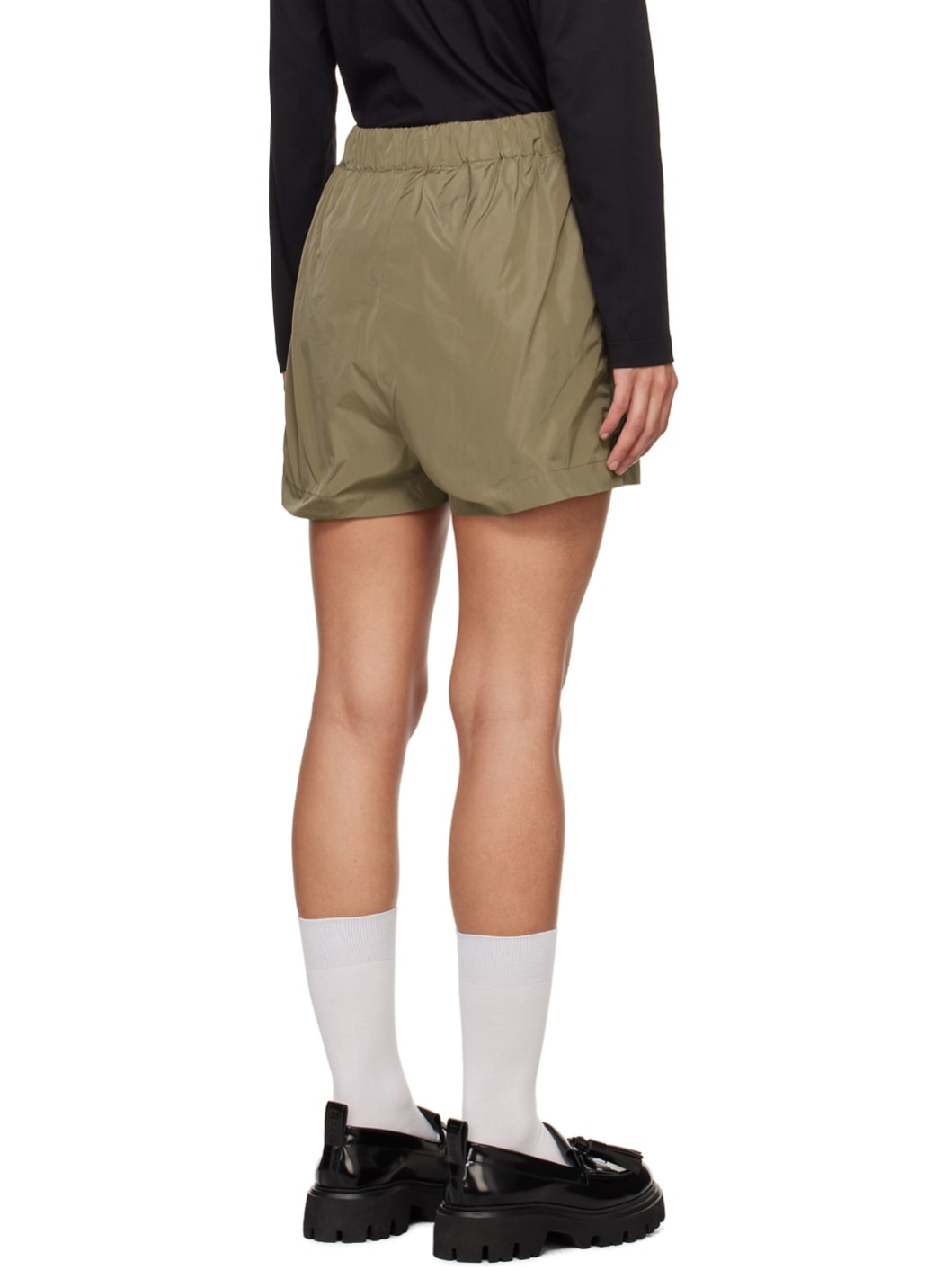 Khaki Drawstring Cargo Shorts - 3