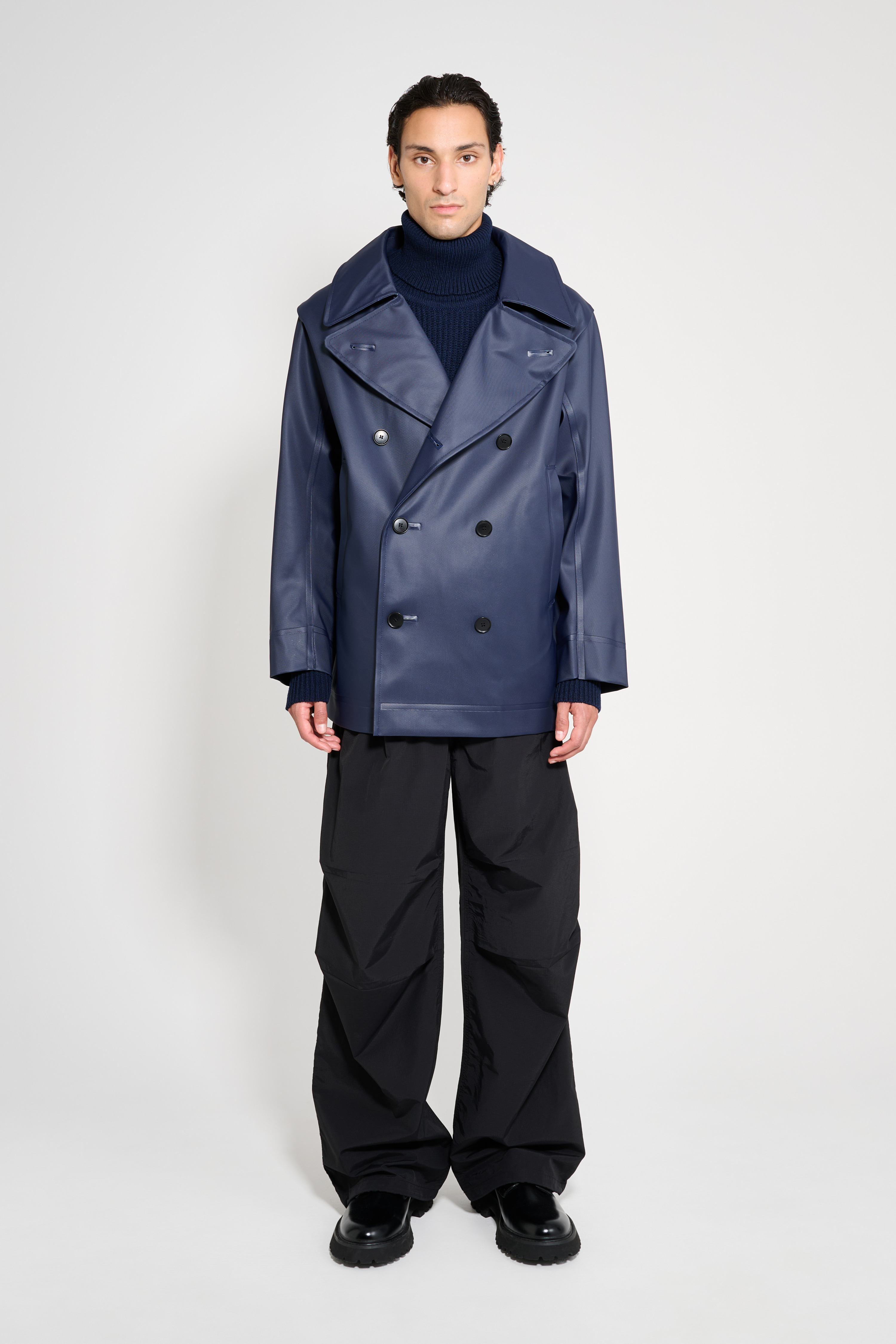 Tranholmen Double Breasted Raincoat Navy - 4
