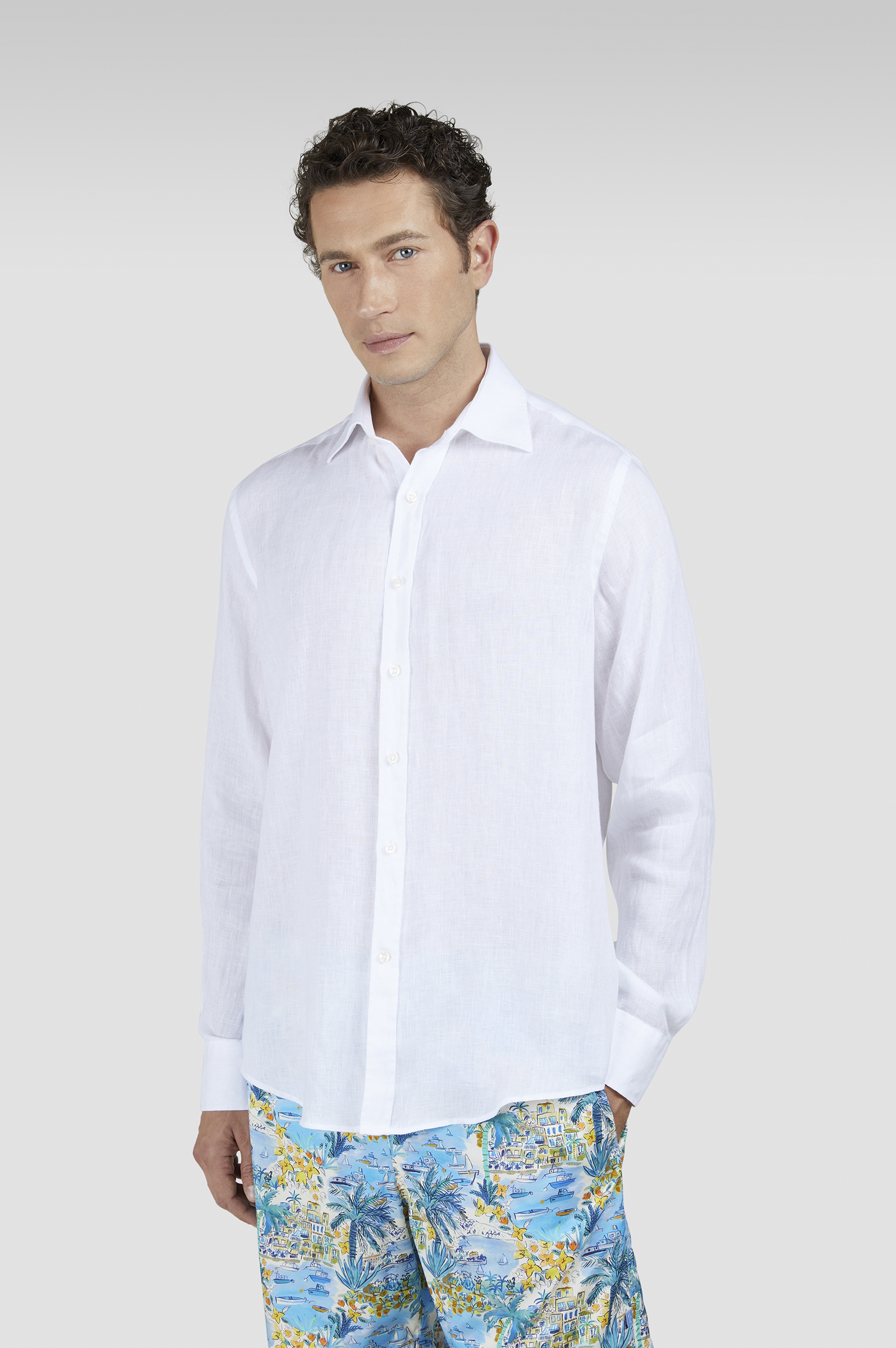 LINEN SHIRT WITH FRENCH COLLAR - 7