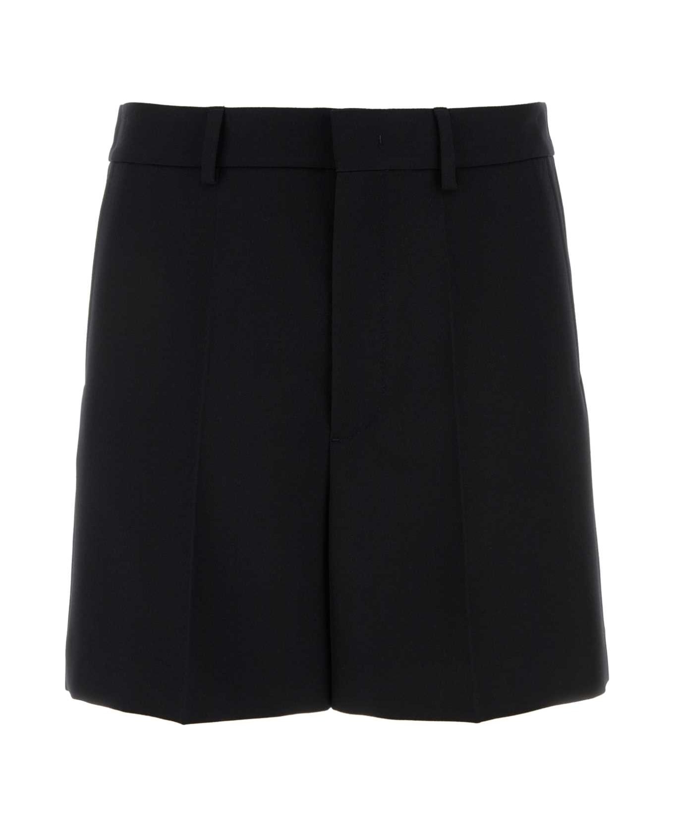 Black Wool Bermuda Shorts - 1