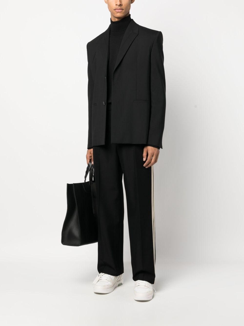 stripe-detail cotton tailored trousers - 2