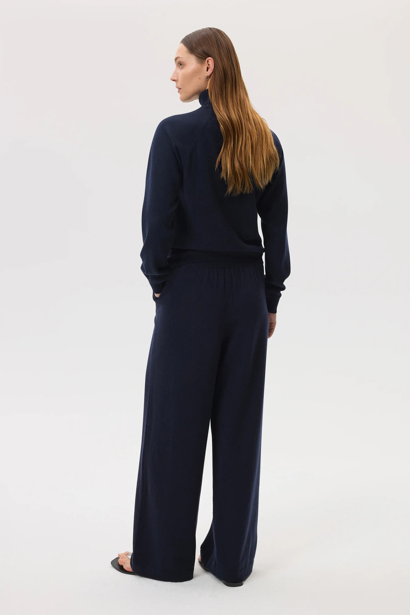 Johnstons of Elgin High Rise Cashmere Navy Culottes outlook