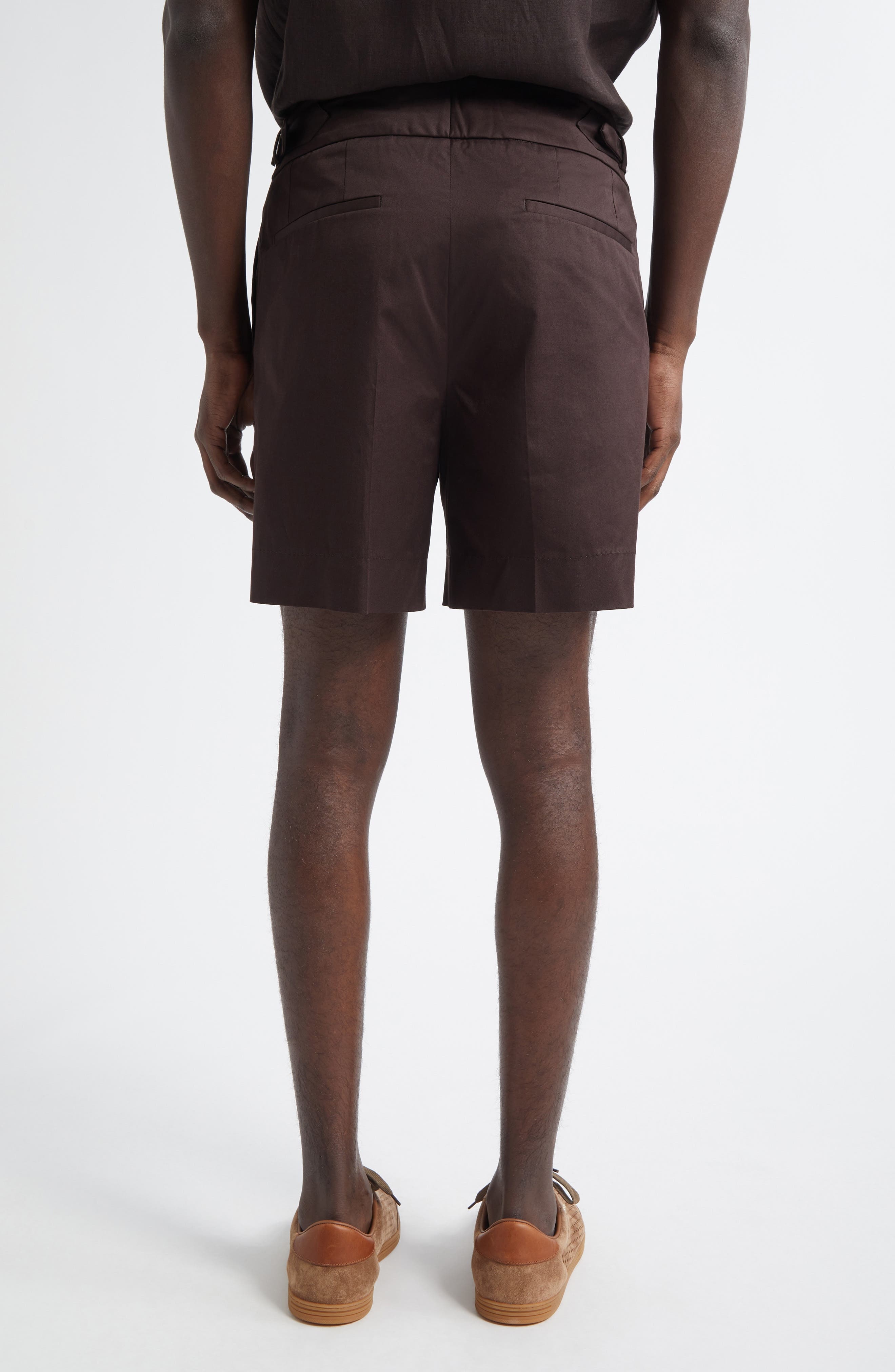 Dolce&Gabbana Pleated Stretch Cotton Gabardine Shorts in M1348 Deep Brown at Nordstrom - 3