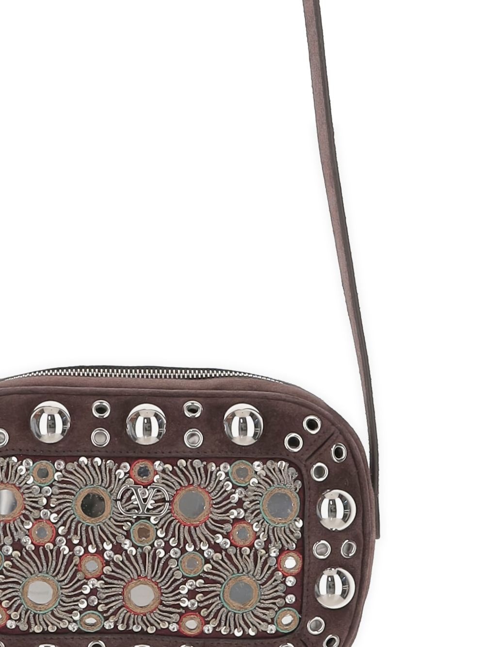 mirror-embellished stud-detailed shoulder bag - 5