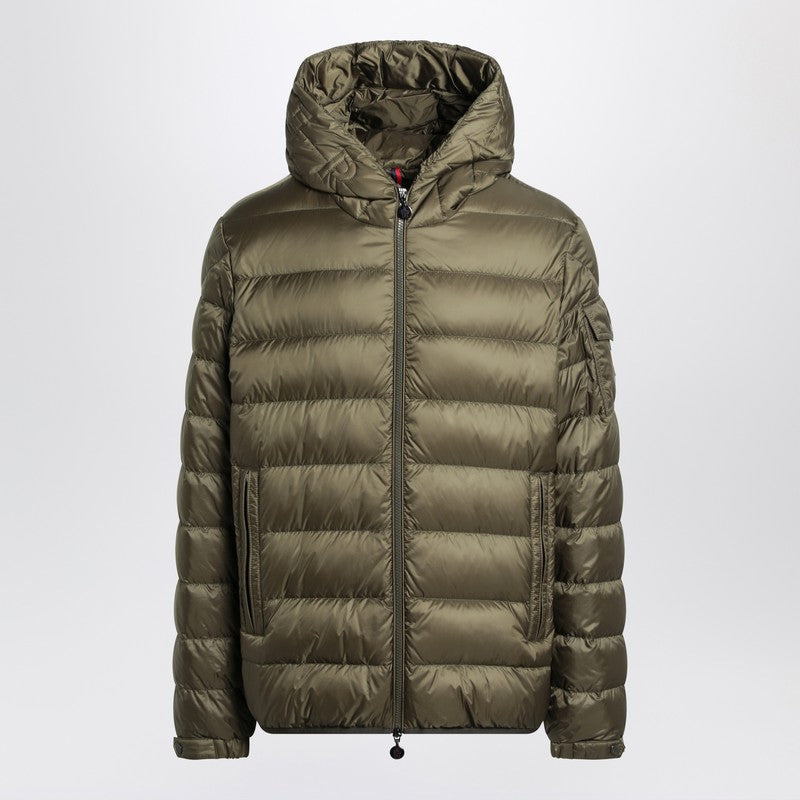 Moncler Short Zip-Up Puffer In Khaki Men - 1