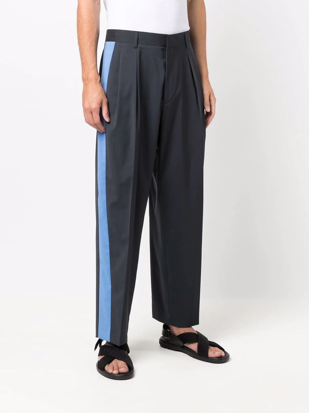 side-striped pleated trousers - 3