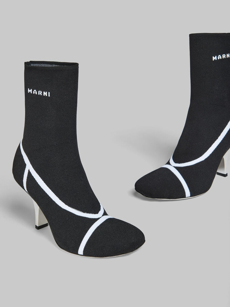 BLACK STRETCH KNIT FANCY SOCK BOOT 4