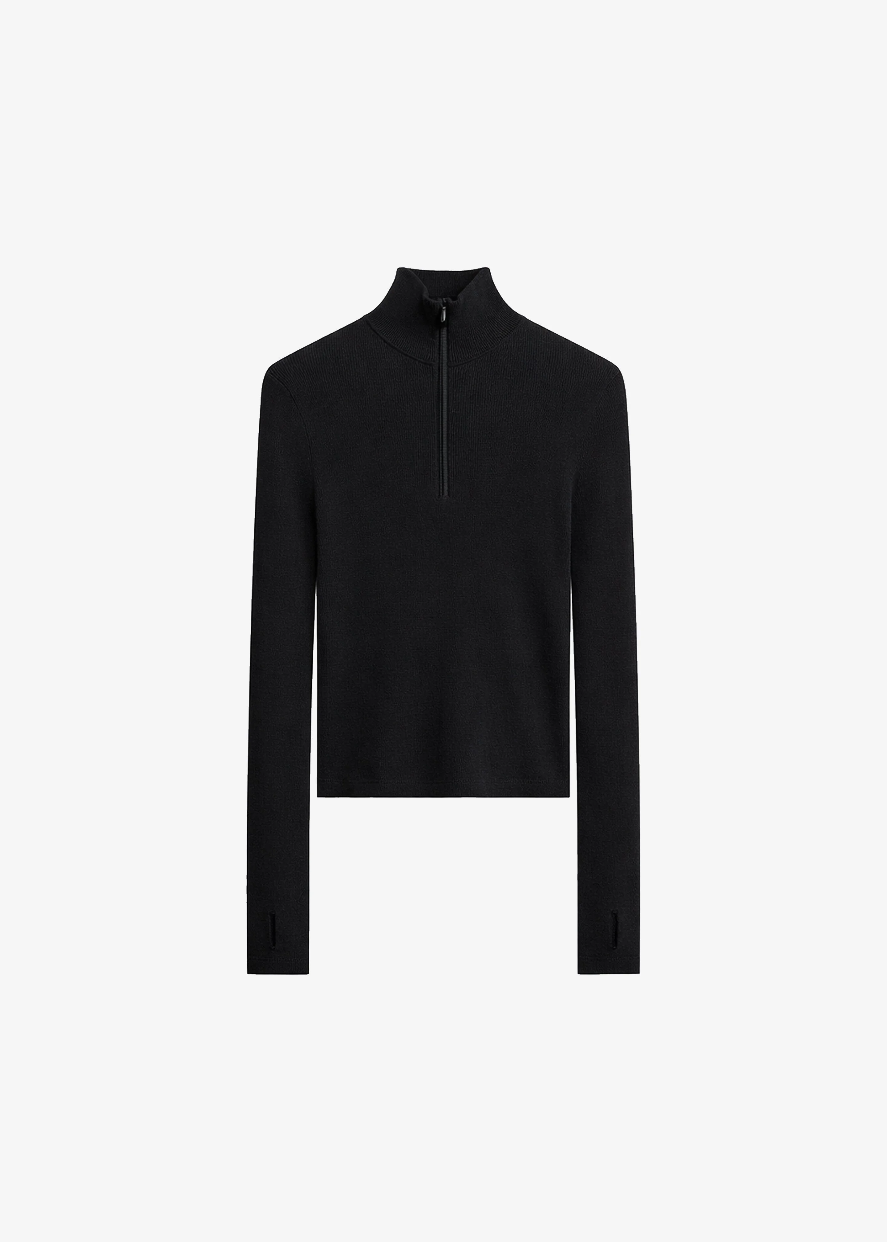 Sade Knit Zip Sweater - Black - 1
