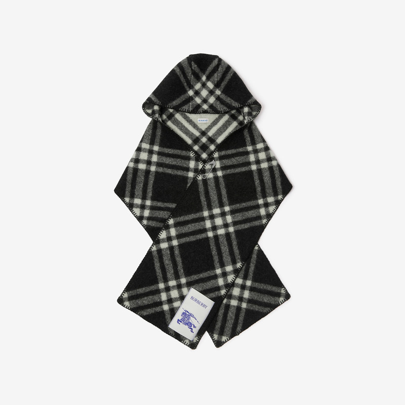 Check Wool Hooded Scarf 1